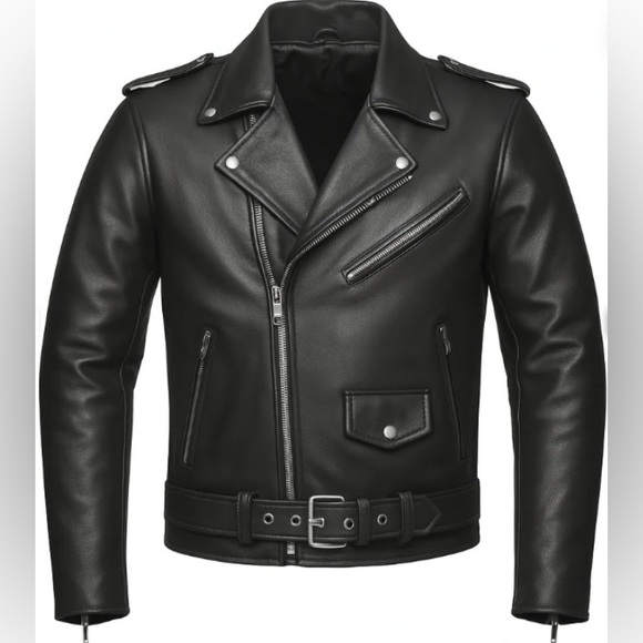 Brando - Mens Motorcycle Biker Leather Jacket, Size 40 - Picture 1 of 13